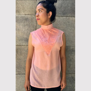 BLUSA SALMÓN TRIÁNGULO DE ALFORZAS