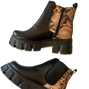 Chunky boots botas de cuero para mujer