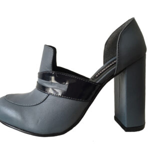 Zapatos elegantes tipo loafers con tacón ancho de cuero para mujer